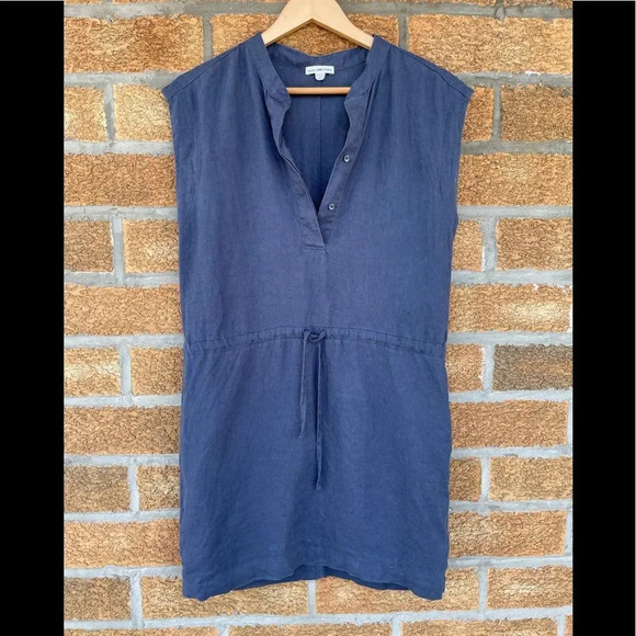 Standard James Perse Linen Utility Shirt Dress  2 - Picture 1 of 7